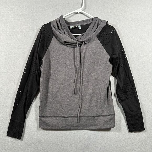 Athleta Tops - Athleta Limitless Grey Cowl Neck Hooded Mesh‎ Perforated Sweater Size Small